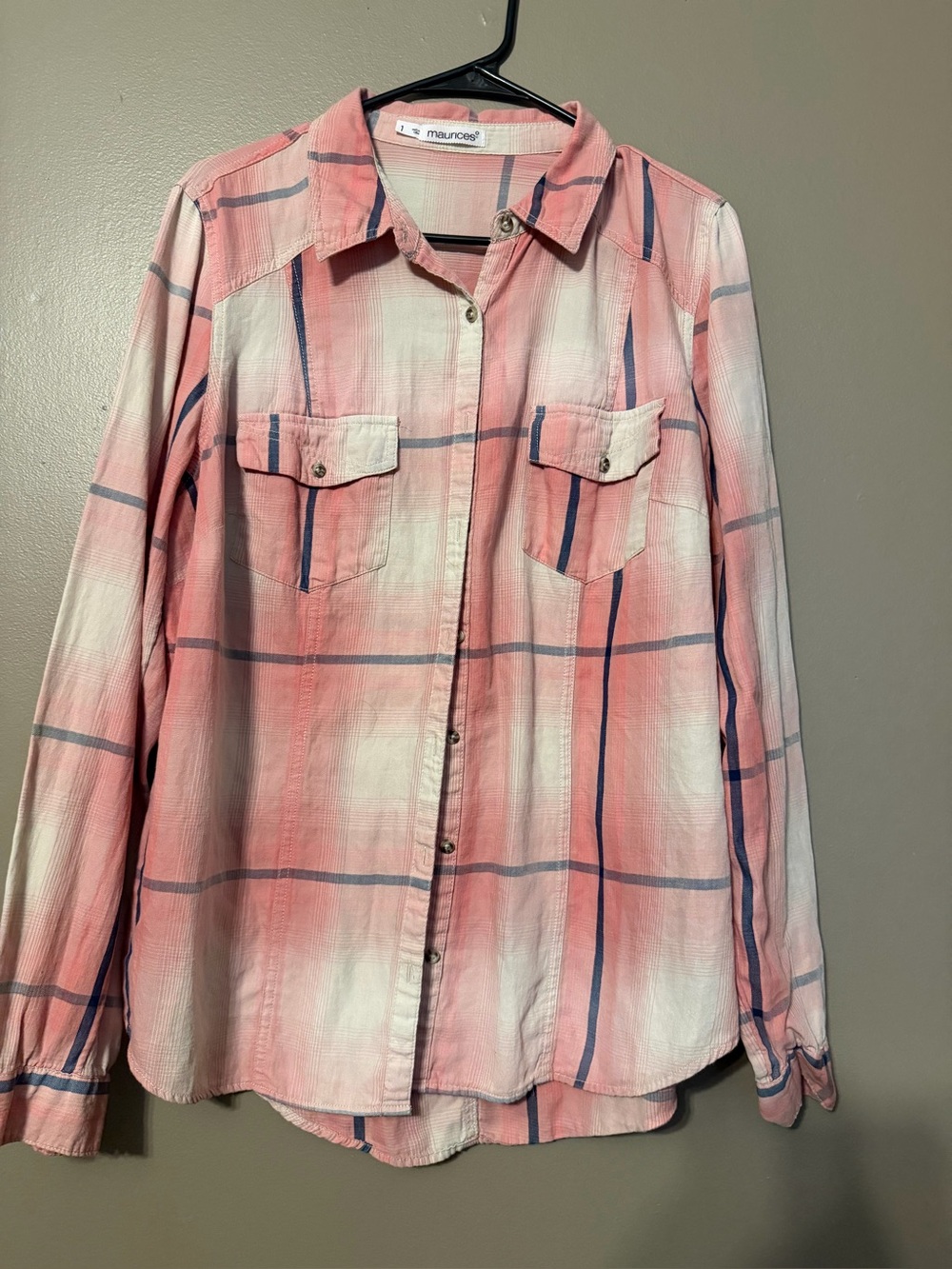 Maurices Pink and Blue Plaid Button-Down Shirt